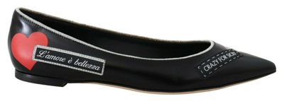 Shop Dolce & Gabbana Black Dg Logo Tape Ballerina Flats Women's Shoes