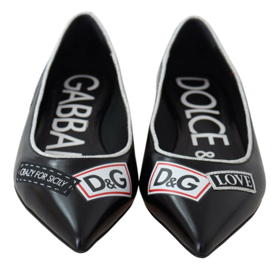 Shop Dolce & Gabbana Black Dg Logo Tape Ballerina Flats Women's Shoes