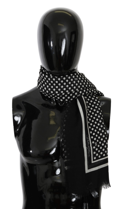 Shop Dolce & Gabbana Black Dotted Wrap Shawl Cashmere Men's Scarf
