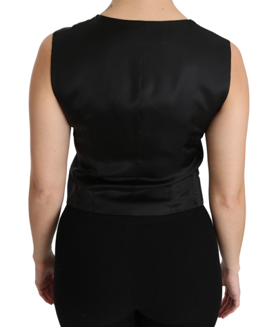 Shop Dolce & Gabbana Chic Black Dotted Wool Blend Sleeveless Women's Vest