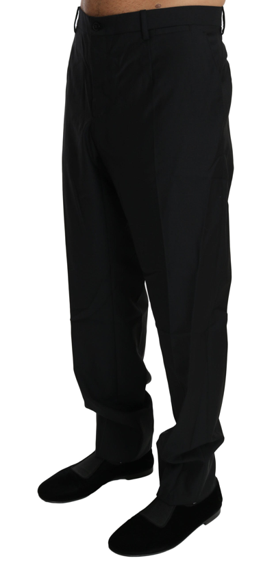 Shop Dolce & Gabbana Elegant Black Virgin Wool Dress Men's Pants