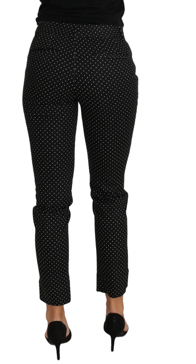 Shop Dolce & Gabbana Black Dress Polka Dot Cropped Straight Women's Pants