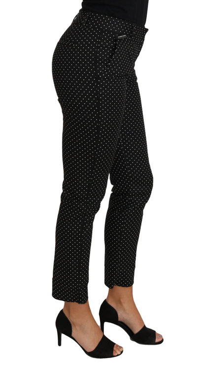 Shop Dolce & Gabbana Black Dress Polka Dot Cropped Straight Women's Pants