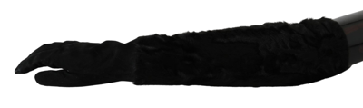 Shop Dolce & Gabbana Elegant Elbow Length Suede Women's Gloves In Black