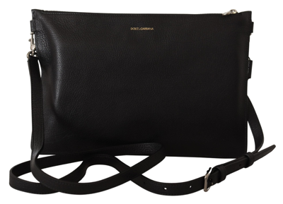 Shop Dolce & Gabbana Elegant Black Leather Sling Shoulder Men's Bag