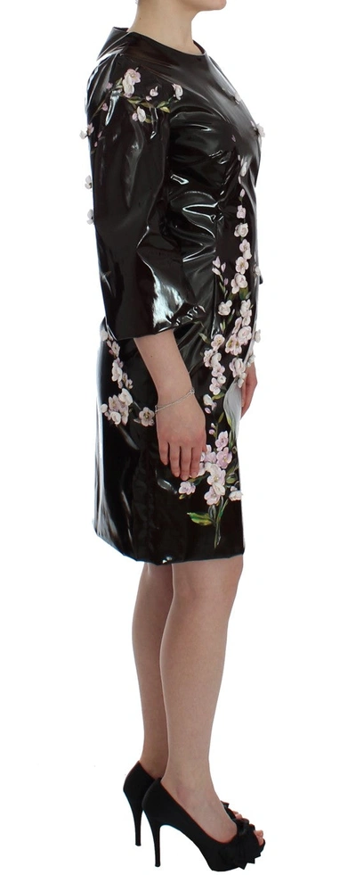 Shop Dolce & Gabbana Elegant Floral Sheath Cocktail Women's Dress In Black