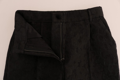 Shop Dolce & Gabbana Black Floral Brocade Capri Women's Pants