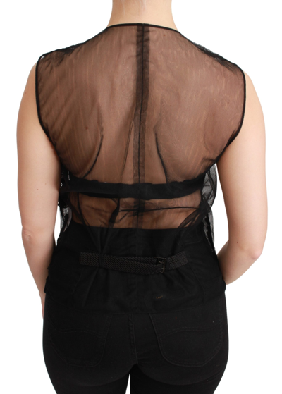 Dolce & Gabbana Black Floral Brocade Top Gilet Waistcoat In Black