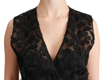 Dolce & Gabbana Black Floral Brocade Top Gilet Waistcoat In Black