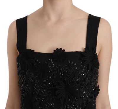 Shop Dolce & Gabbana Black Floral Crystal Brocade Shift Women's Dress