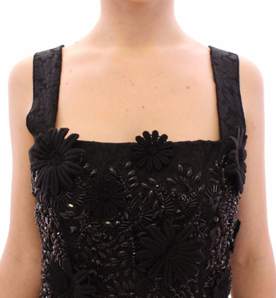 Shop Dolce & Gabbana Black Floral Crystal Embedded Women's Dress