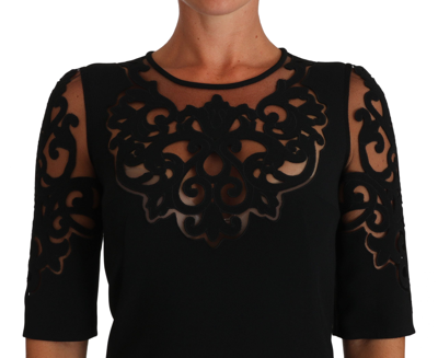 Shop Dolce & Gabbana Black Floral Cut Out Pattern Coctail Women's Dress