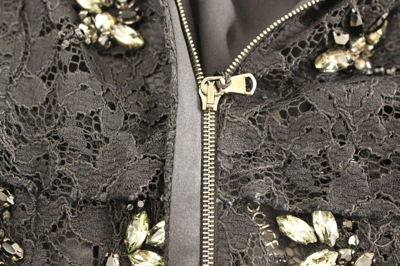 Shop Dolce & Gabbana Black Floral Lace Crystal Embedded Women's Dress