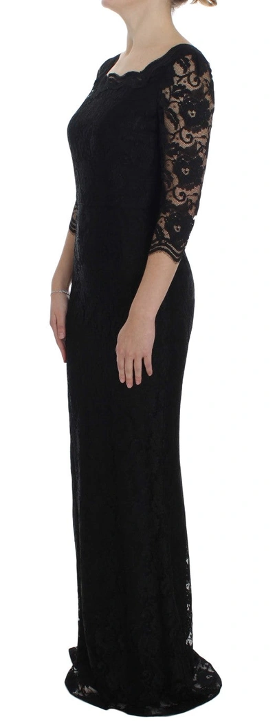 Shop Dolce & Gabbana Elegant Black Floral Lace Maxi Women's Dress