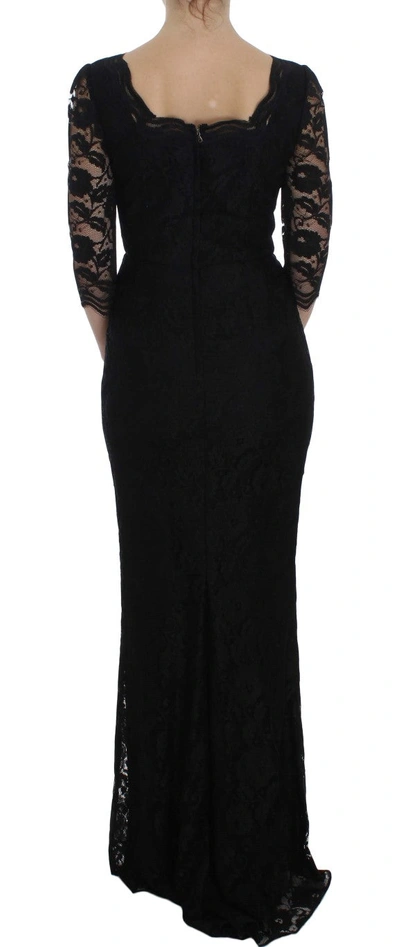 Shop Dolce & Gabbana Elegant Black Floral Lace Maxi Women's Dress