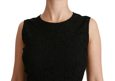 Shop Dolce & Gabbana Black Floral Lace Sheath Gown Women's Dress