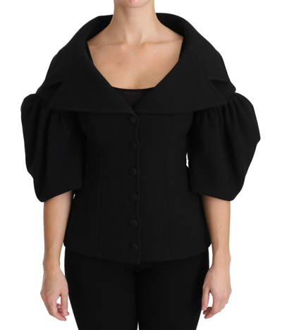 Shop Dolce & Gabbana Black Formal Coat Virgin Wool Women's Jacket