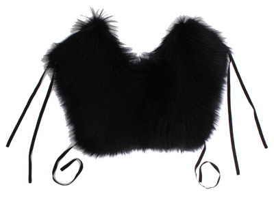 Shop Dolce & Gabbana Black Fox Fur Shoulder Wrap Cover Collar Women's Scarf