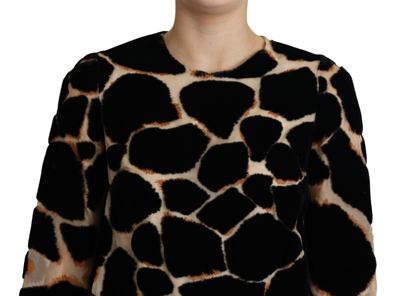 Shop Dolce & Gabbana Black Giraffe Print Shift Mini Women's Dress