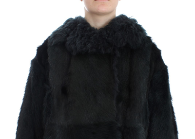 Shop Dolce & Gabbana Black Goat Fur Shearling Long Jacket Women's Coat