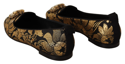 Shop Dolce & Gabbana Black Gold Amore Heart Loafers Flats Women's Shoes In Gold Black