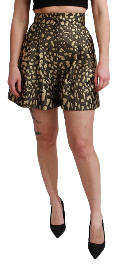 Shop Dolce & Gabbana Black Gold High Waist Mini Cotton Women's Shorts