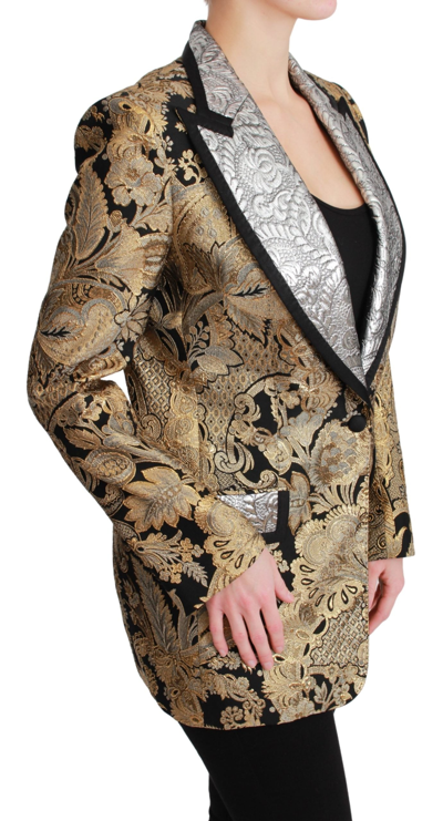 Shop Dolce & Gabbana Black Gold Jacquard Blazer Women's Jacket
