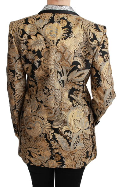 Shop Dolce & Gabbana Black Gold Jacquard Blazer Women's Jacket
