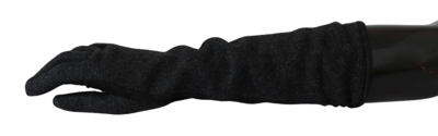 Shop Dolce & Gabbana Elegant Mid-length Wool Gloves In Women's Black