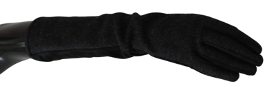Shop Dolce & Gabbana Elegant Mid-length Wool Gloves In Women's Black