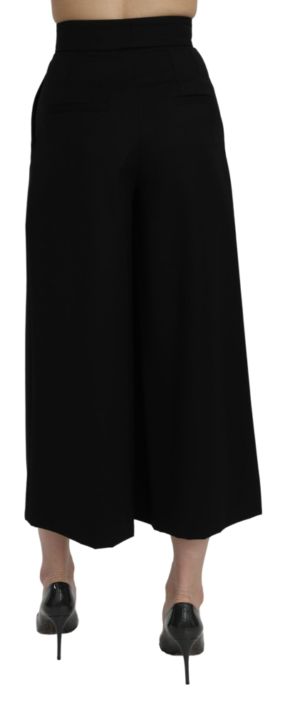 Shop Dolce & Gabbana Black High Waist Wide Leg Cropped Women's Pants