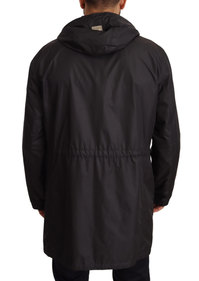 Shop Dolce & Gabbana Black Hooded Mens Trench Coat Men's Jacket
