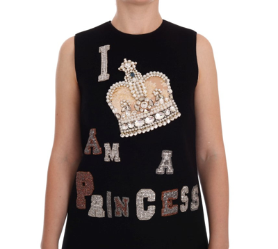 Shop Dolce & Gabbana Black I Am A Princess Crystal Shift Women's Dress