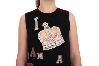 Shop Dolce & Gabbana Black I Am A Princess Crystal Shift Women's Dress