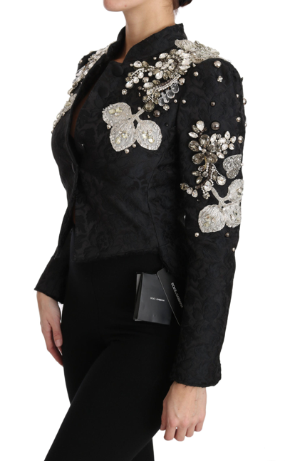 Shop Dolce & Gabbana Elegant Black Silver Baroque Women's Jacket