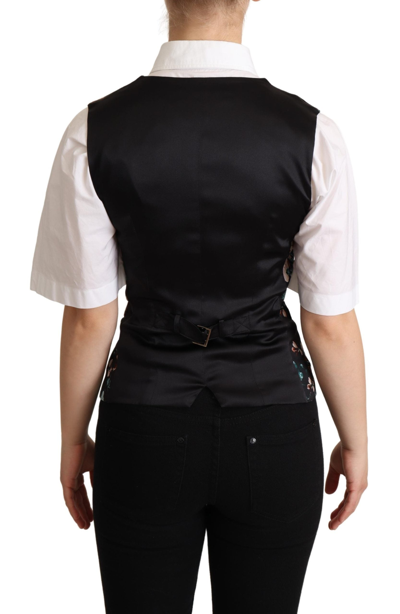 Shop Dolce & Gabbana Black Jacquard Floral Waistcoat Women's Vest