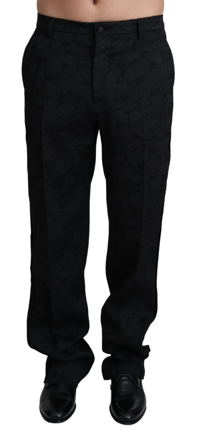 Shop Dolce & Gabbana Black Jaquard Formal Men Trouser Men's Pants