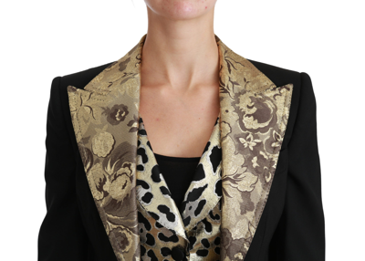 Shop Dolce & Gabbana Black Jacquard Vest Blazer Coat Wool Women's Jacket