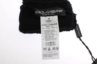 Shop Dolce & Gabbana Black Knitted Cashmere Sequined Gloves