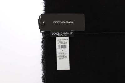 Shop Dolce & Gabbana Black Lamb Shearling Silk Women's Scarf