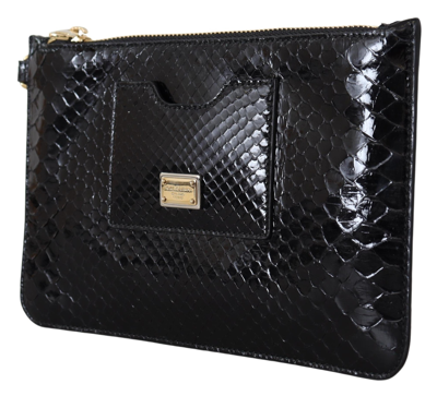 Shop Dolce & Gabbana Exotic Leather Black Wristlet Women's Wallet