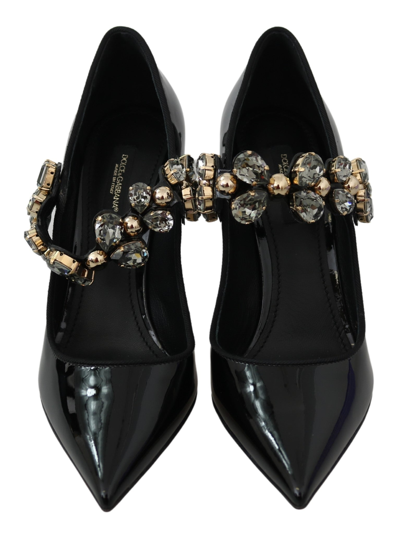 Shop Dolce & Gabbana Black Leather Crystal Mary Jane Pumps Women's Shoes