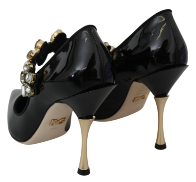 Shop Dolce & Gabbana Black Leather Crystal Mary Jane Pumps Women's Shoes