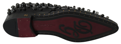 Dolce & Gabbana Black Leather Crystals Dress Broque Shoes In Black