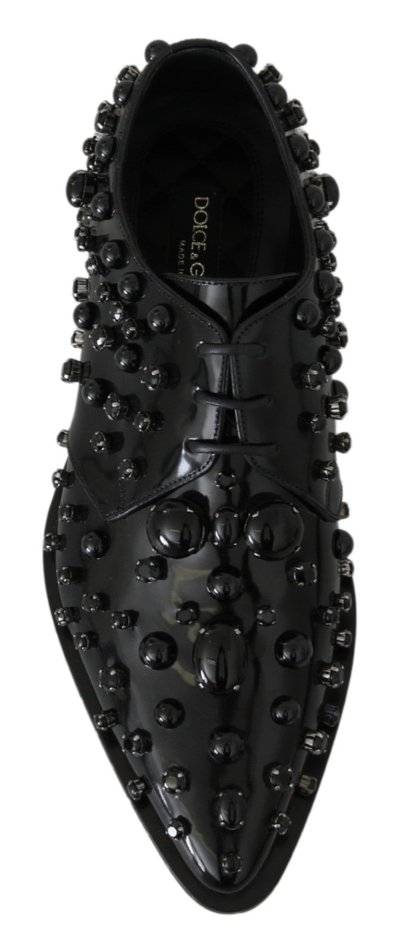 Shop Dolce & Gabbana Elegant Black Crystal Leather Dress Women's Shoes
