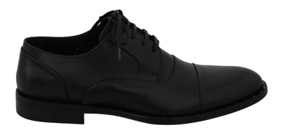Shop Dolce & Gabbana Black Leather Derby Formal Men's Shoes
