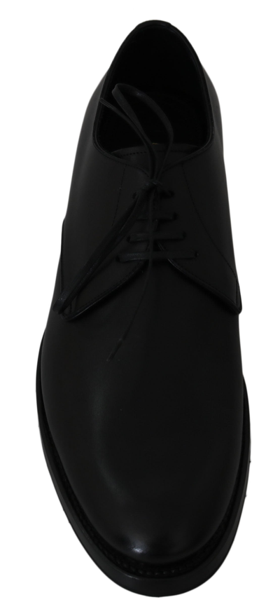 Shop Dolce & Gabbana Black Leather Derby Formal Dress Men's Shoes