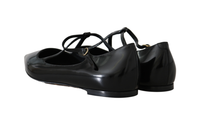 Shop Dolce & Gabbana Black Leather Leopard Ballet Women's Flats