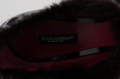 Shop Dolce & Gabbana Black Leather Purple Tulip Mink Fur Women's Pumps