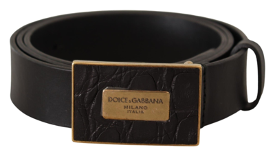 Shop Dolce & Gabbana Black Leather Square Buckle Cintura Men's Belt